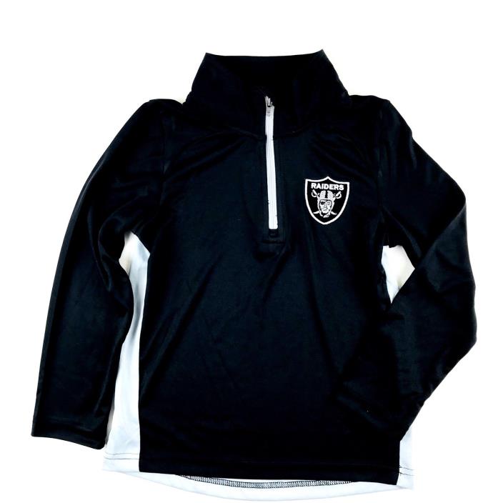 NFL Raiders 1/4 Zipper Pullover Sweatshirt Size Medium 5-6 Boys Black Silver