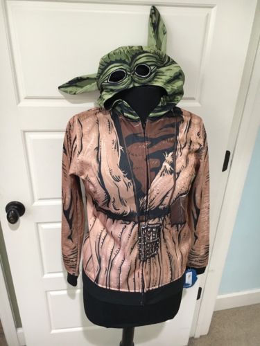 Star Wars Hooded Sweatshirt Zip Up New NWT Yoda Jedi Costume Youth Xl