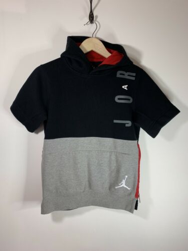 ‘Nike Air Jordan’ Little Boys Jumpman Short Sleeve Hoodie, Black & Gray, (M)