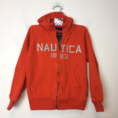 Nautica Boys Zip Up Hoodie Sweatshirt Orange Size 7 Large