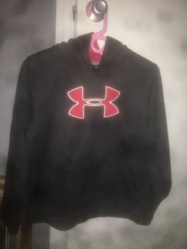 Boys Under Armour Sweatshirt Hoodie Black Red Logo Youth Extra Large XL YXL Play