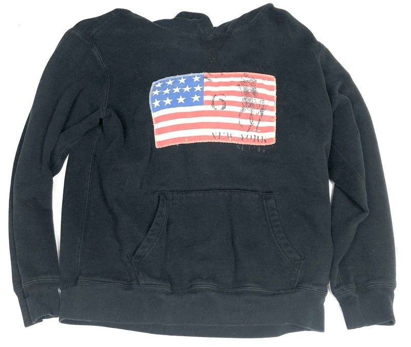 POLO Ralph Lauren Boy's Large 14 16 Black American Flag Hoodie Sweater Logo g3