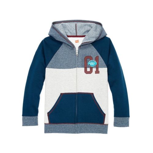 Hanes Boys Graphic Fleece Colorblock Full-Zip Hoodie w/Pocket- 2 COLOR CHOICES