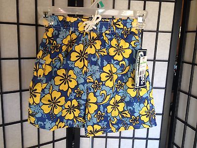 Urban Extreme Wave Gear 5/6 Yellow Blue Tropical Hibiscus Print Swimsuit NWT