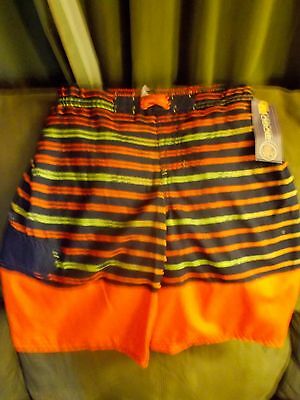 Boys Swim trunks shorts Orange, navy and yellow Large 12/14