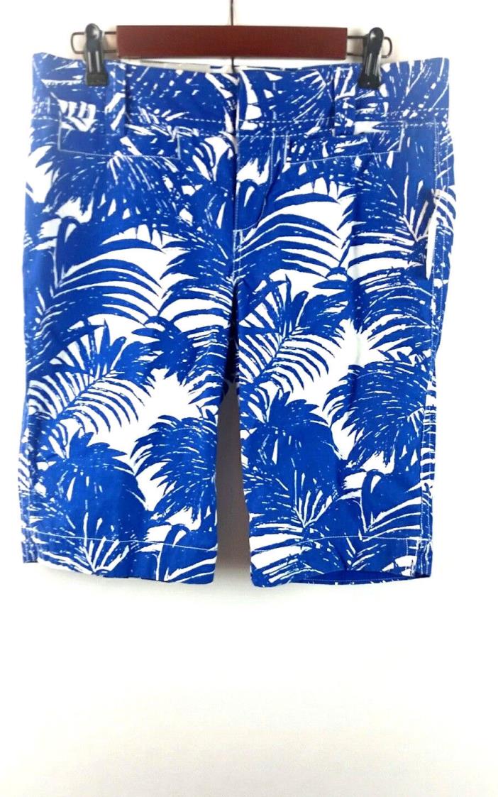 OLD NAVY Boy's Mid Rise Size 6 Swim Trunks Board Shorts Tropical Blue/White