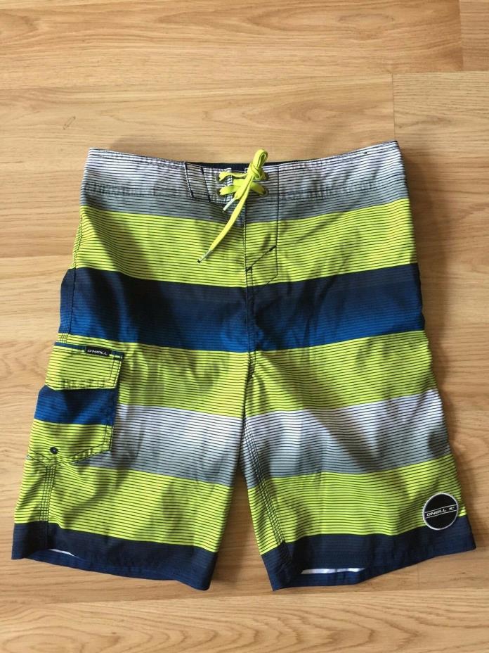 O'neill board shorts blue & yellow stripe boy's sz 26 (US 12)