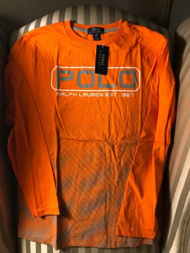 NWT Ralph Lauren Polo Boys Sz XL (18-20) Shirt  Long Sleeves cotton Orange