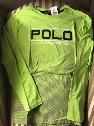 NWT Ralph Lauren Polo Boys Sz XL (18-20) Shirt  Long Sleeves cotton Lime