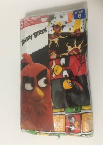 BOY'S BRIEFS UNDERWEAR ANGRY BIRDS 5 PACK SIZE 8 NEW
