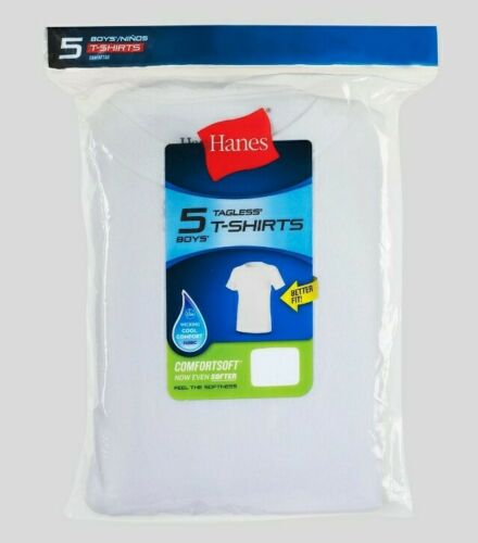 Hanes Boys' Crewneck Undershirt 5-Pack B21385 Size XL