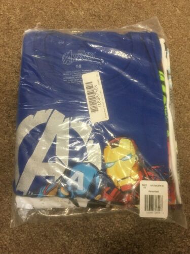 Marvel Avengers Boys 3 Pack Tshirt. Blue, White, Grey. Size 18
