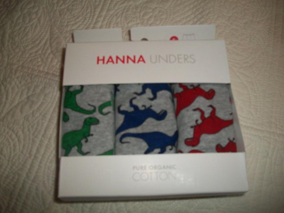 Hanna Andersson M 120/130  Boxer Briefs  US 6-8  3 Pair Dinosaurs NWT