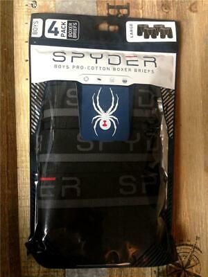 Boys Spyder Cotton Boxer Briefs 4 Pack Underwear Size Large 12-14 Dry Comfort