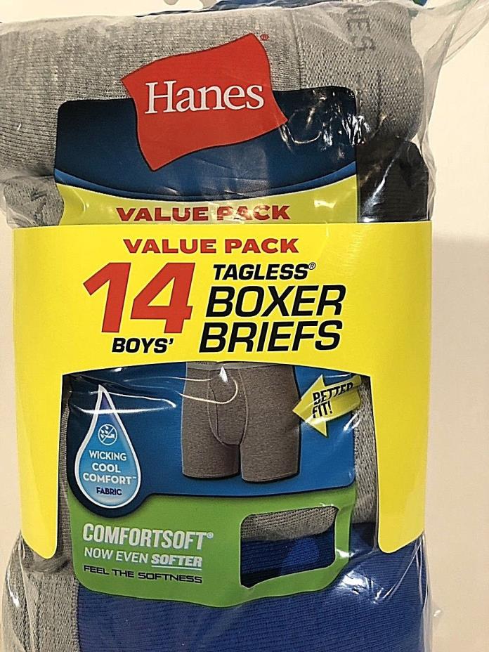 Hanes Boys Boxer Briefs Tagless Cooling Comfort 14 Pack Size Large 14-16 New
