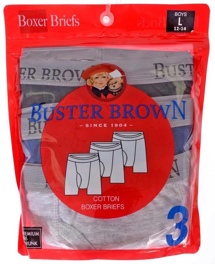 Buster Brown Big Boys 3Pack Premium Cotton Knitted Boxer Briefs M 8/10