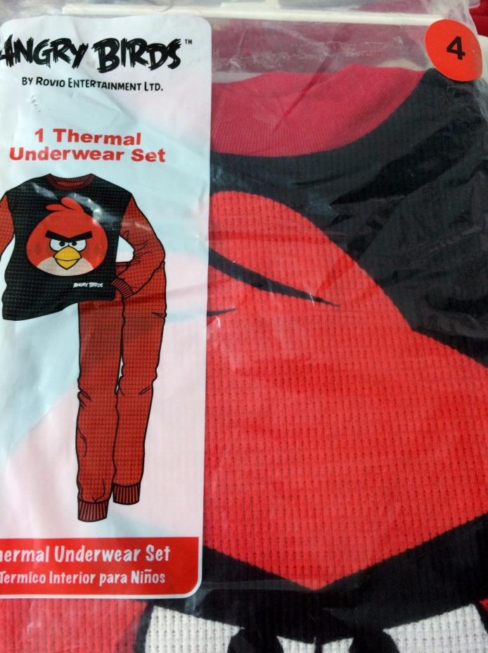 Boys Thermal Underwear Angry Bird, size 4,  red & black 100% cotton or pajamas