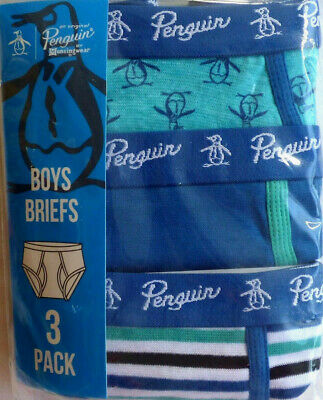 Penguin Boys 3 Pack Briefs Blue-Multi Underwear by Munsingwear Large-14/16 New!