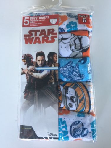 STAR WARS BOYS UNDERWEAR 5 PACK SIZE 6 BOYS UNDERWEAR BRIEFS MOVIE THEME NEW