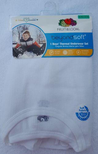 Fruit Of The Loom Boys Thermal Underwear Set Base Layer Soft White Size XL 14 16