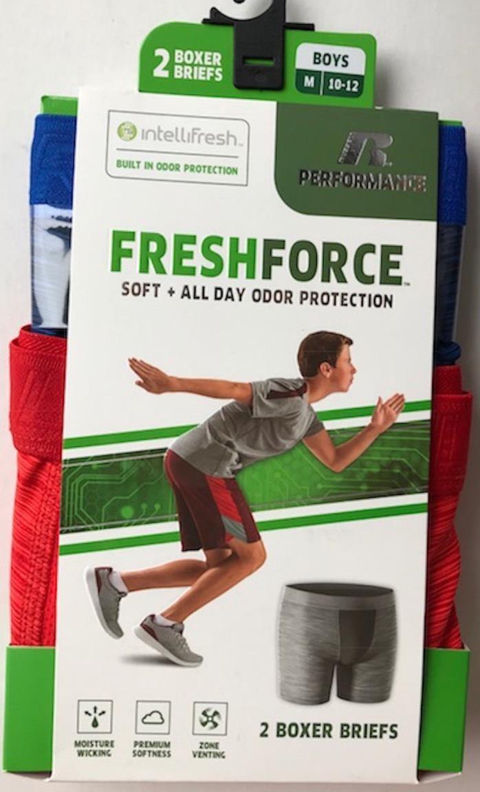 2 Pairs  FRESHFORCE ODOR PROTECTION Soft Boxer Briefs  Size M (10-12)  NEW IN PK