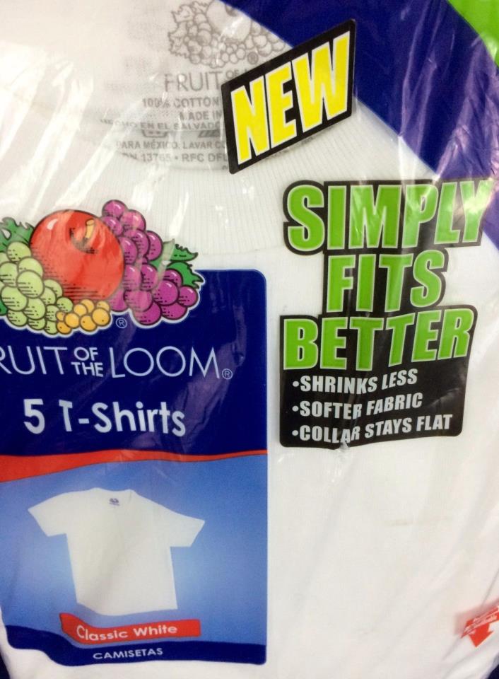 Boys Fruit of the Loom T-shirts 5 pack white S 2-4, M 6/8, L 10/12, XL 14/16