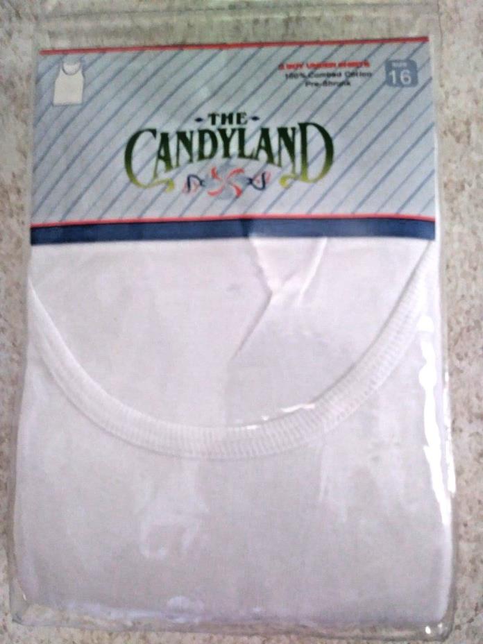 CANDYLAND Boys Sleeveless Undershirt 100% Cotton 2 Pack Size 16