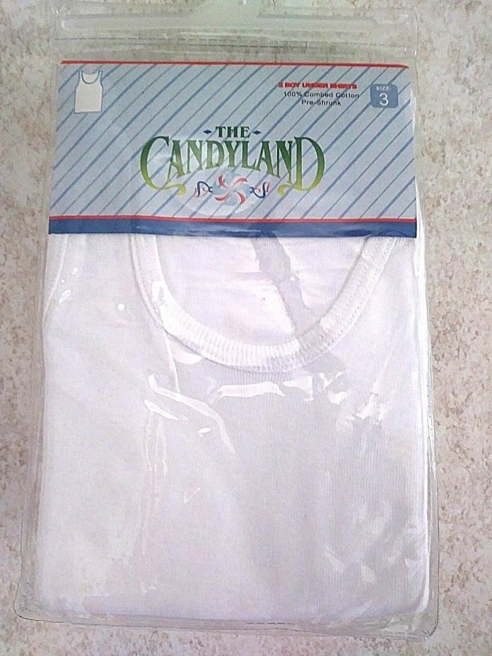 CANDYLAND Boys Sleeveless Undershirt 100% Cotton 2 Pack Size 3