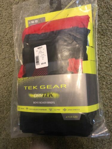 Tek Gear 4 Pairs Boys Boxer Briefs DRY TEK Size Medium 10-12 NIP