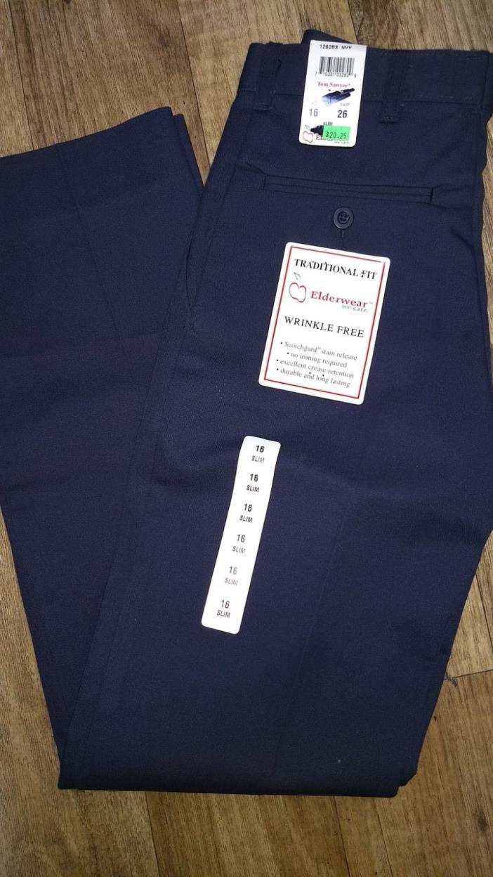 TOM SAWYER brand School Uniform NAVY BOYS Pants 16 Slim NWT