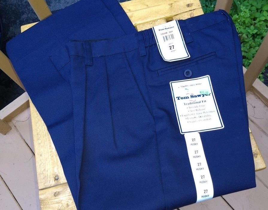 TOM SAWYER brand School Uniform NAVY BOYS Pants 27 Husky NWT