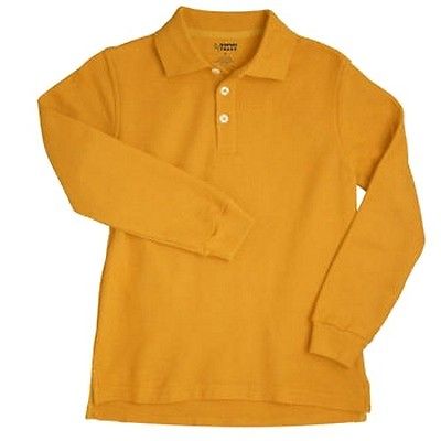 Polo Shirt Gold Long Sleeve 12 Unisex French Toast School Uniforms Unisex New
