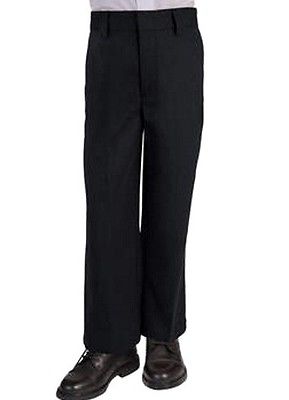 Boys Flat Front Pants Double Knee French Toast Black School Uniform 4 Slim New