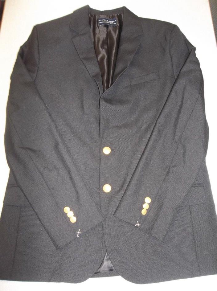 Lands' End Boys Black Hopsack Blazer School Uniform Size 20 Wool Blend XL