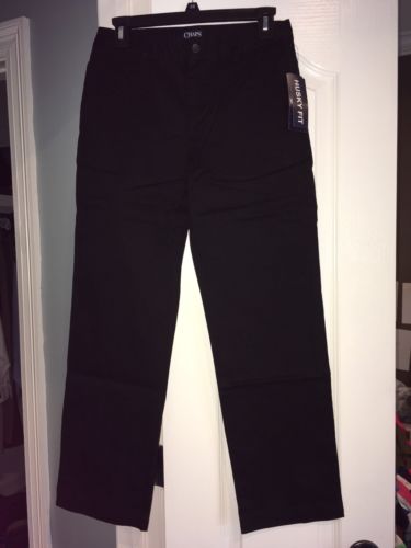 NWT Chaps Ralph Lauren Boys Husky Polo Black Uniform Long Pants (12 Husky)