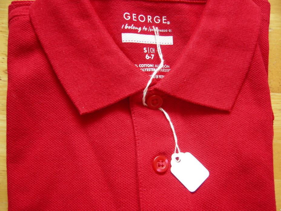NWOT GEORGE Short Sleeve pique polo shirt RED Sz 6/7  #6229