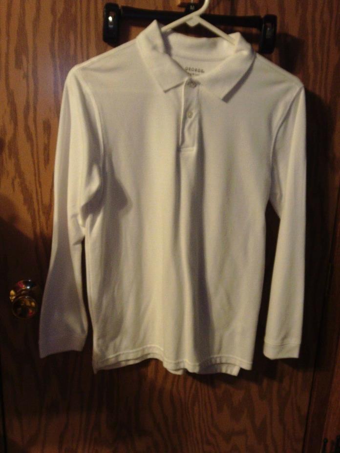 George Boys School Uniforms Long Sleeve White Polo Shirt XL 14-16