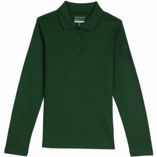 NWOT GIRLS GEORGE LONG SLEEVE POLO SHIRT SZ 14/16  4666.78.76 Hunter Green