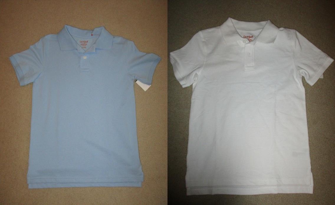 NEW Boy's 8/10 12/14 School Uniform Knit Polo Shirts White Blue Size 8 10 12 14