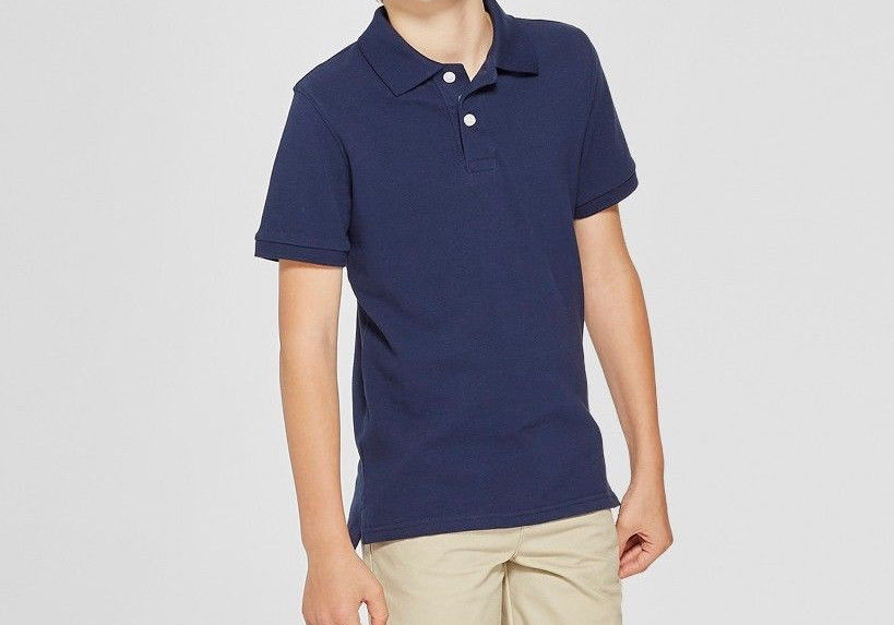 Cat & Jack School Uniform Boys Small 6/7 Short Sleeve Shirt Polo Blue