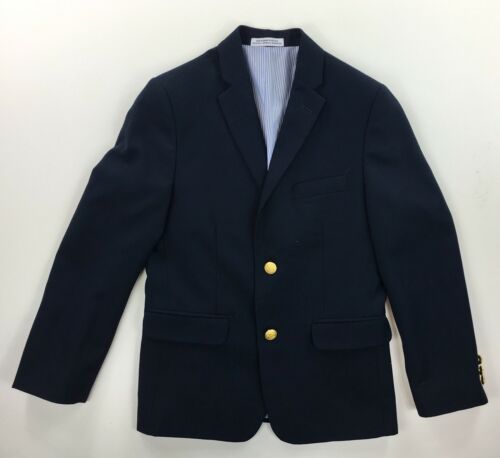 IZOD Boys Sz 10 Navy Blue Blazer School Uniform Jacket Wool Blend