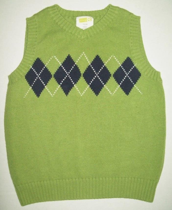 Crazy 8 Boys Sweater Vest Size XS 4 Green Navy Argyle Dressy Back to School