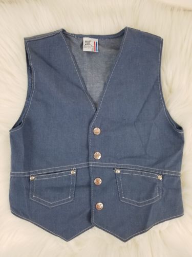 Vintage Billy the Kid Boy's Blue Denim Jean Vest Size 12