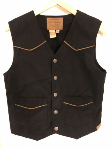 Powder River Outfitters Panhandle Slim Boy's Black Brown Trim Vest Sz XL