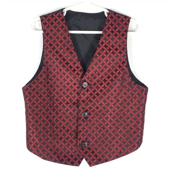 Button Up Vest Red and Black Boys Size 7