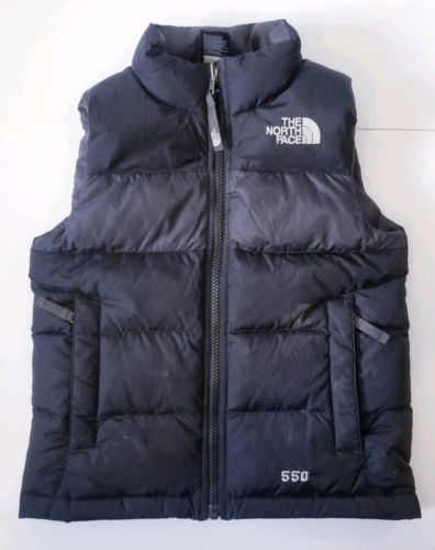The North Face 550 Down Puffer Vest Boys Size 6 XS Black Full Zip