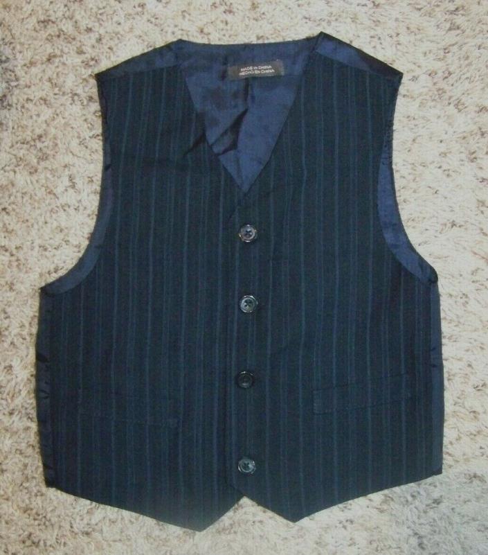 Boys 4T Black Blue Pinstripe Vest Holiday Easter EUC!!!