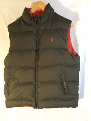 POLO RALPH LAUREN ~ Youth Boys Kids Blue Green Reversible Puffy Vest Down ~ 4/4T