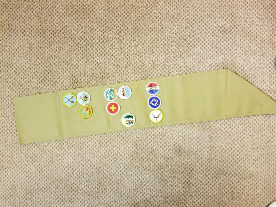 Boy scout sash with 10 patches