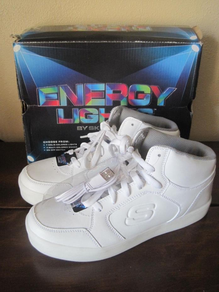 SKECHERS Energy Lights NIB Boy's 7 White High Sneaker Top 64.99/Retail